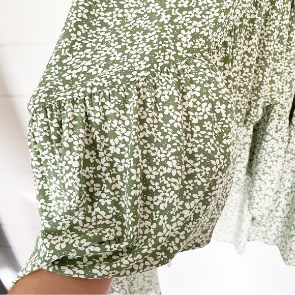 Lulus Summer Romance Sage Green Floral Print Wrap Skirt Size Medium - Picture 8 of 11